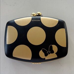 Minnie Mouse Sephora Black and Gold Polka Dot Eye Makeup Cosmetic Case ❤️